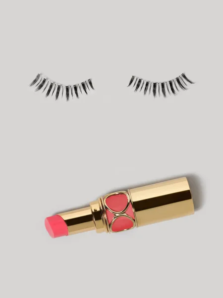 False Eyelashes Lipstick — Stock Photo, Image