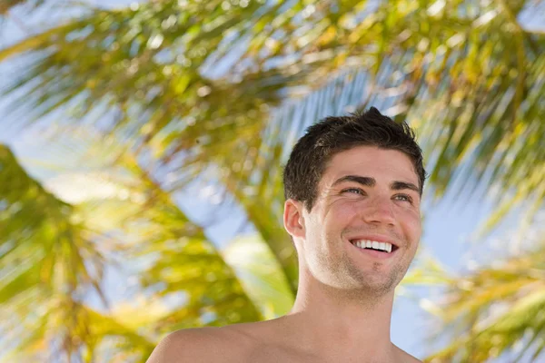 Young Man Palm Trees — Stock Photo, Image