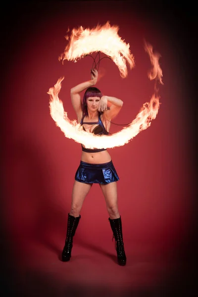 female Fire dancer performing
