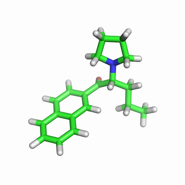 白色背景上的Naphyrone分子 — 图库照片