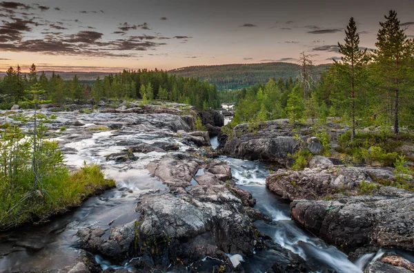 Fiume Che Scorre Attraverso Gola Storforsen Lapponia Svezia — Foto Stock