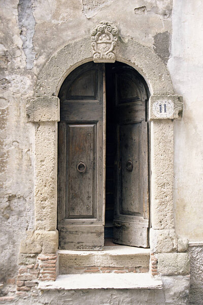 Doorway on stone wall