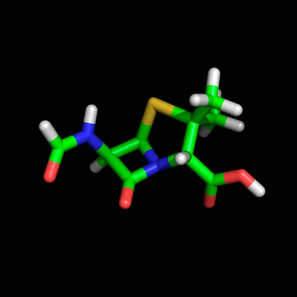 Penicillin Molekül Auf Schwarzem Hintergrund — Stockfoto