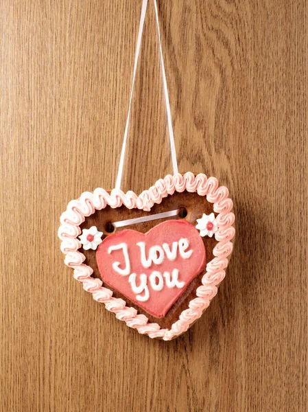 Valentine Cookie Wooden Background — Stock Photo, Image