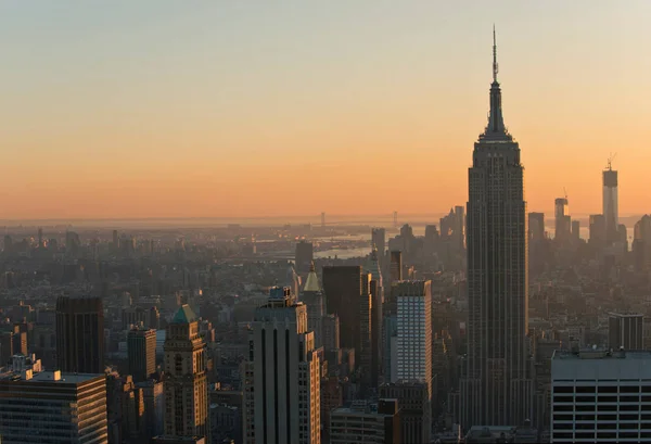 Θέα Από Κέντρο Rockefeller Προς Empire State Building Μανχάταν Νέα — Φωτογραφία Αρχείου