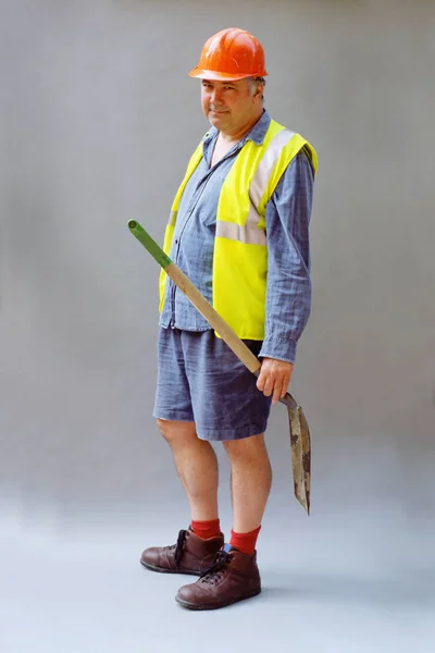Straßenarbeiter Posiert Studioaufnahme — Stockfoto