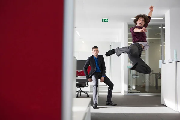 Office Worker Jumping Mid Air — Stock fotografie