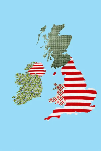 Patchwork British Isles Προβολή — Φωτογραφία Αρχείου