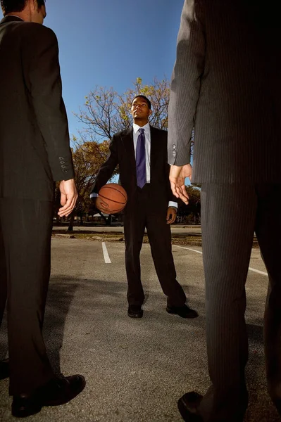 Бизнесмены Баскетбольной Площадке Бизнес Концепция Фона — стоковое фото