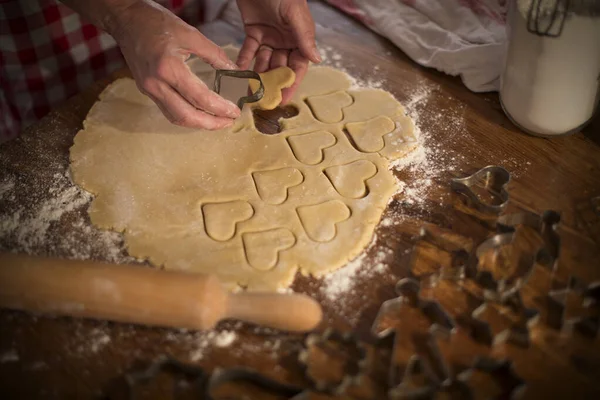 Cutting Shapes Dough Make Homemade Cookies — Stock Photo, Image