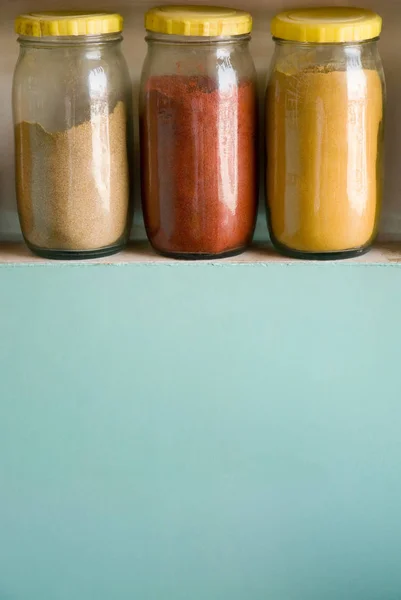 Jars Different Spices — Stock Photo, Image