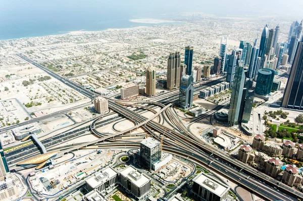 Dubai Paisaje Urbano Ángulo Alto Emiratos Árabes Unidos — Foto de Stock