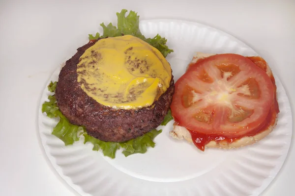 Hamburger Mustard Tomato — Stock Photo, Image