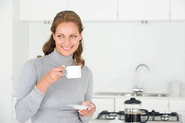 Woman Having Coffee Home — Stock Photo, Image