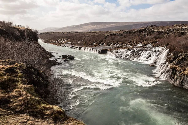 Hraunfossar Falls Iceland View — Stockfoto