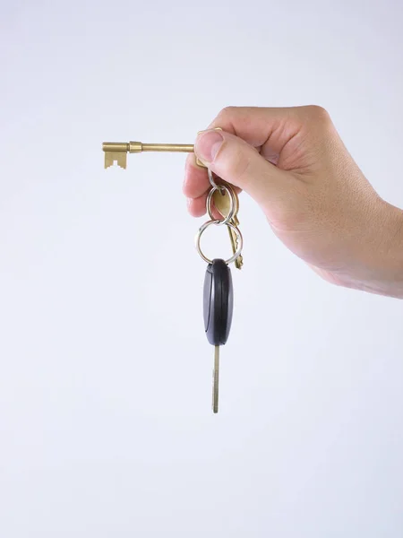 Persona Con Tasti Isolati Sfondo Bianco — Foto Stock