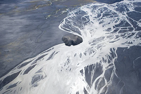 Islandia, jokulsa a fjollum glacial branching river bed —  Fotos de Stock