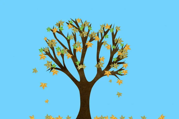 秋天的树 背景是蓝色的 — 图库照片