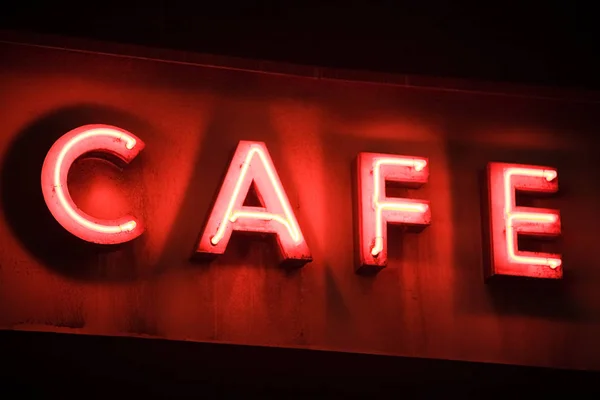 Neonový nápis pro kavárnu — Stock fotografie