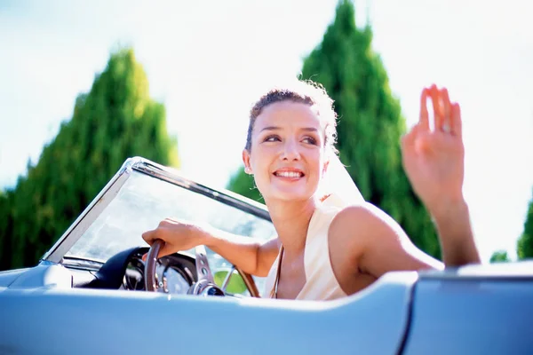 Bride Waving Someone — Stock Photo, Image