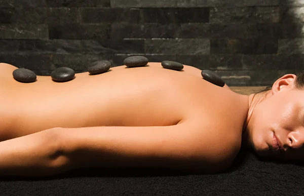 Woman Having Stone Therapy — Stock Photo, Image