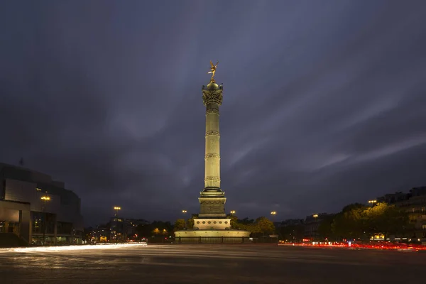 Vista Columna Julio Por Noche París Francia —  Fotos de Stock