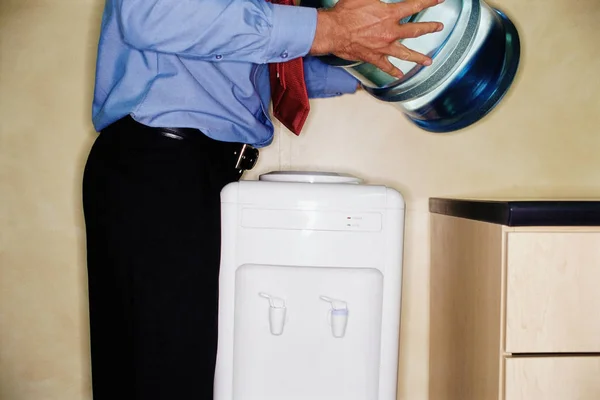 Man Changing Barrel Water — Stock Photo, Image