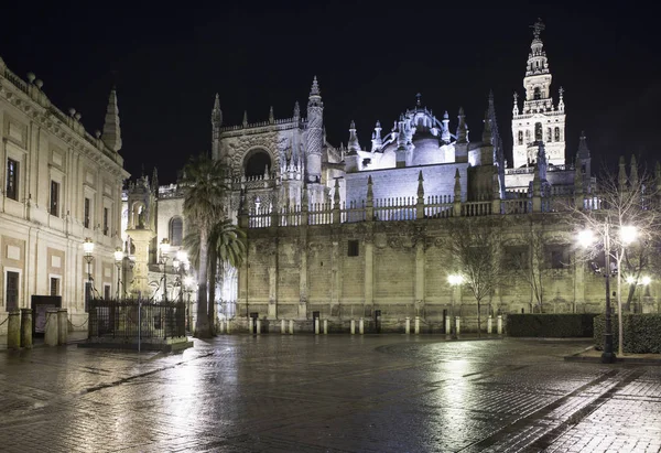 Cathedral Night Seville Spain — 스톡 사진