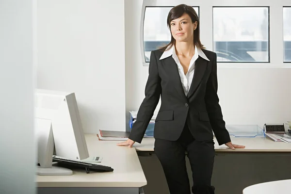 Business Woman Sitting Desk — стоковое фото