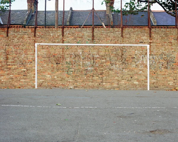 Футбольна Мета Намальована Стіні — стокове фото