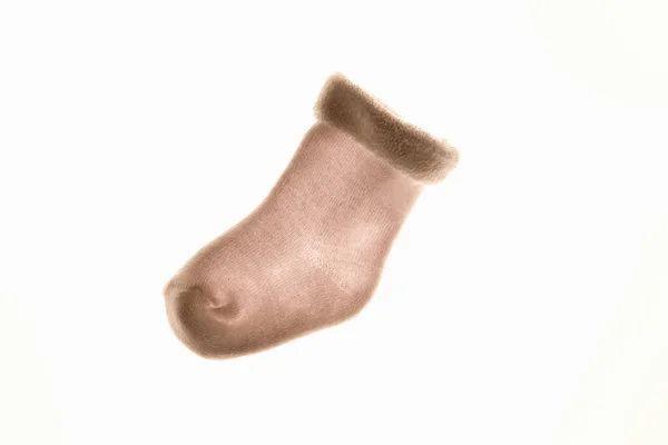 Hintergrundbeleuchtete Babysocken Selektiver Fokus Kopierraum — Stockfoto