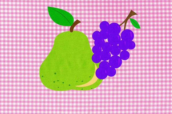 Druiven Peer Roze Gingham Achtergrond — Stockfoto