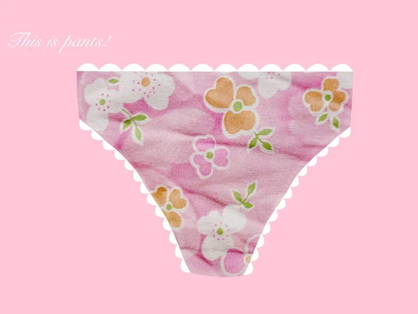 Pair of floral knickers with This Is Pants phrase — Stok fotoğraf