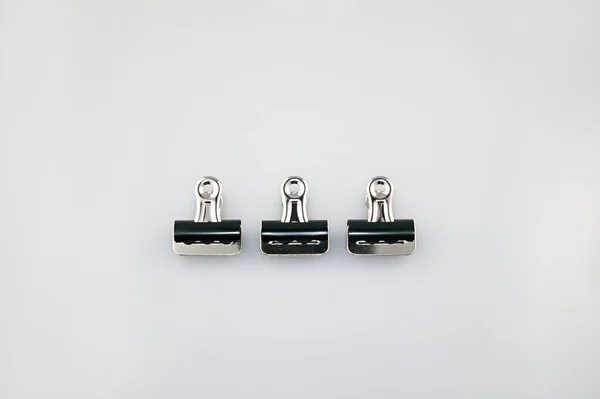 Three Binder Clips Isolated White Background — Stock Photo, Image