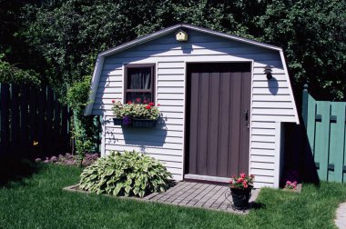 Wooden garden shed view clipart