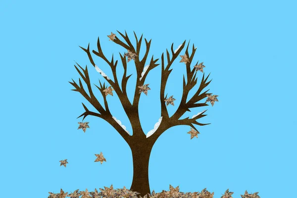 Tree Autumn Blue Background — Stockfoto
