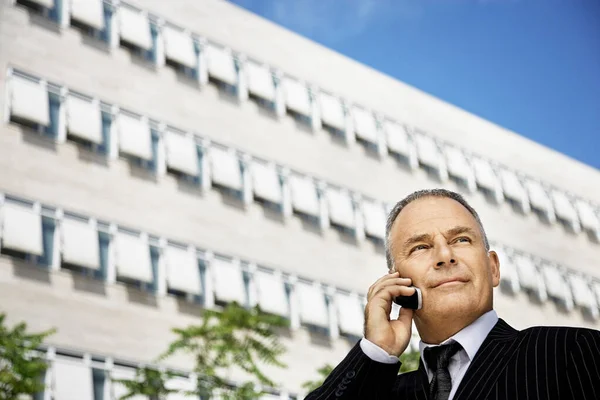 Άνθρωπος Των Επιχειρήσεων Μιλώντας Στο Τηλέφωνό Του — Φωτογραφία Αρχείου