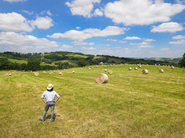 Uomo Piedi Sul Campo — Foto Stock