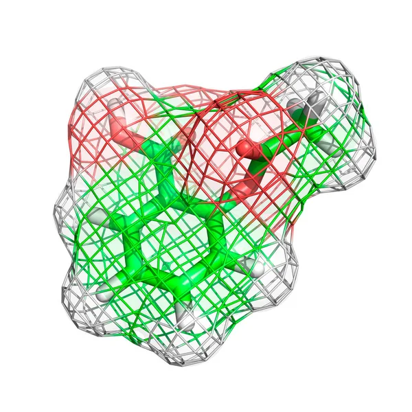 白色の背景に分離されたアスピリン分子 — ストック写真