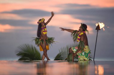 Tamure dancers in tahiti clipart