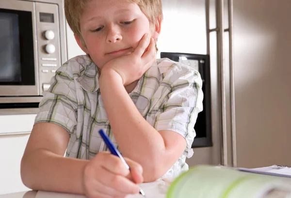 Niño Estudiando Casa —  Fotos de Stock