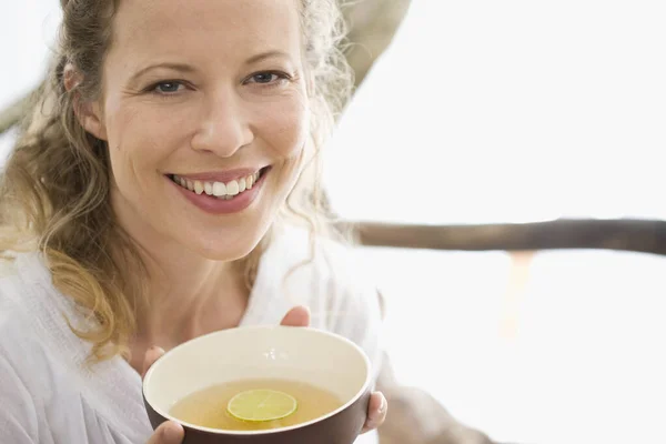 Middle Aged Woman Drinking Tea — Stock Photo, Image