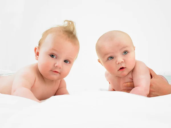 Babies lifting head — Stock Photo, Image