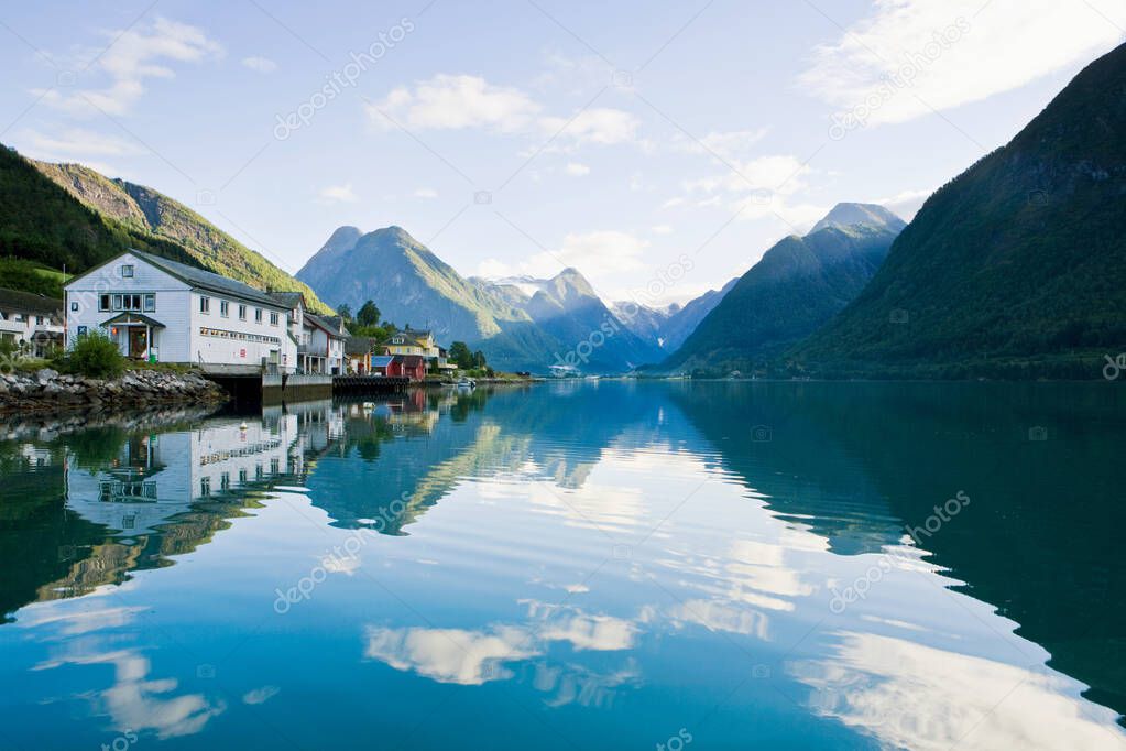 Fjaerlands fjord near lake 