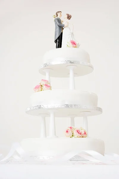 A wedding cake over white background