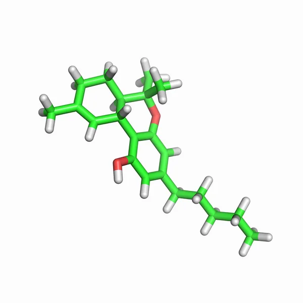 Molécula Thc Sobre Fondo Blanco — Foto de Stock