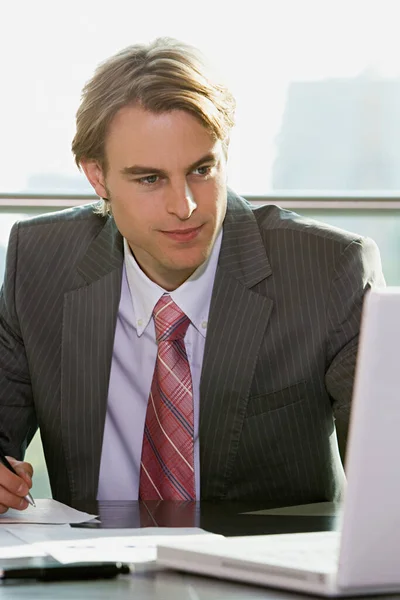 Businessman Working Laptop Office — Stock Photo, Image