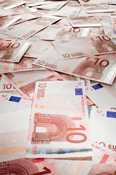 Dez Notas Euro Perto — Fotografia de Stock