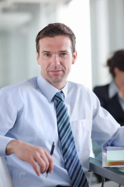 Businessman Holding Pen — Stock Photo, Image