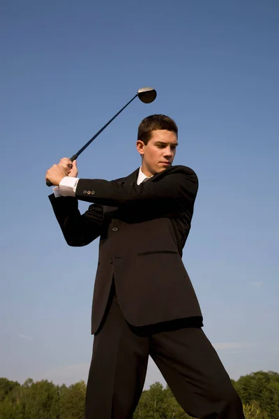 Uomo Affari Giocare Golf — Foto Stock